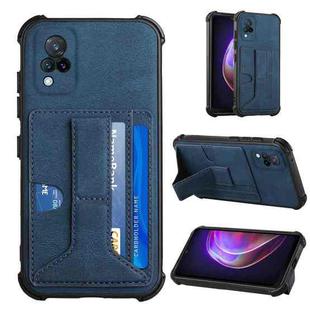 For vivo V21 Dream Holder Card Bag Shockproof Phone Case(Blue)