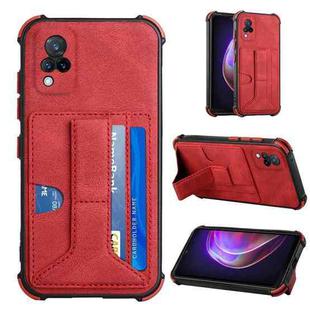 For vivo V21 Dream Holder Card Bag Shockproof Phone Case(Red)