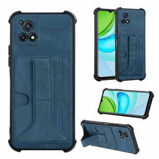 For vivo Y72 5G Indian Version/Y52s 5G Dream Holder Card Bag Shockproof Phone Case(Blue)