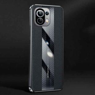 For Xiaomi Mi 11 Ultra Racing Car Design Leather Electroplating Process Anti-fingerprint Protective Phone Case(Black)