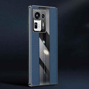 For Xiaomi Mi Mix 4 Racing Car Design Leather Electroplating Process Anti-fingerprint Protective Phone Case(Blue)