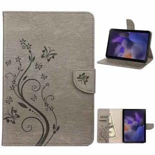 For Samsung Galaxy Tab A8 10.5 2021 X200 / X205 Butterfly Flower Embossing Pattern Leather Tablet Case(Grey)