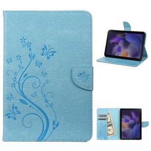 For Samsung Galaxy Tab A8 10.5 2021 X200 / X205 Butterfly Flower Embossing Pattern Leather Tablet Case(Blue)