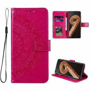 For OPPO Realme 9i Totem Flower Embossed Leather Phone Case(Red)