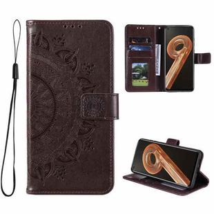 For OPPO Realme 9i Totem Flower Embossed Leather Phone Case(Brown)