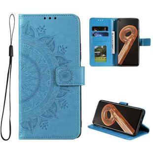 For OPPO Realme 9i Totem Flower Embossed Leather Phone Case(Blue)