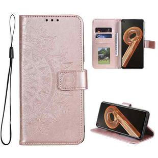 For OPPO Realme 9i Totem Flower Embossed Leather Phone Case(Rose Gold)