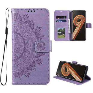 For OPPO Realme 9i Totem Flower Embossed Leather Phone Case(Purple)