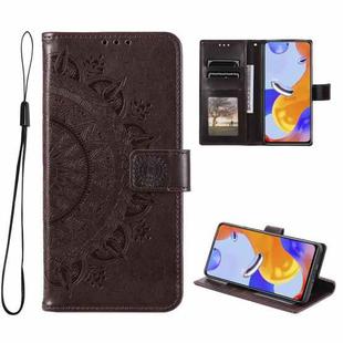 For Xiaomi Redmi Note 11 Pro 4G Global Totem Flower Embossed Leather Phone Case(Brown)