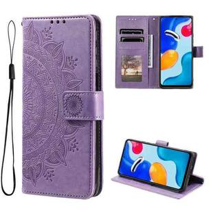 For Xiaomi Redmi Note 11S Totem Flower Embossed Leather Phone Case(Purple)