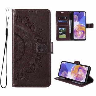 For Samsung Galaxy A23 Totem Flower Embossed Leather Phone Case(Brown)