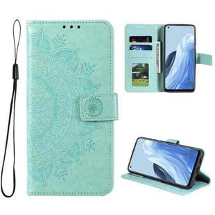 For OPPO Reno7 5G International Version / Find X5 Lite Totem Flower Embossed Leather Phone Case(Green)