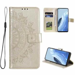 For OPPO Reno7 5G International Version / Find X5 Lite Totem Flower Embossed Leather Phone Case(Gold)