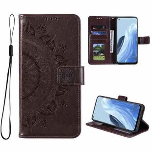 For OPPO Reno7 5G International Version / Find X5 Lite Totem Flower Embossed Leather Phone Case(Brown)
