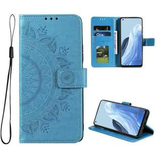 For OPPO Reno7 5G International Version / Find X5 Lite Totem Flower Embossed Leather Phone Case(Blue)