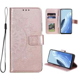 For OPPO Reno7 5G International Version / Find X5 Lite Totem Flower Embossed Leather Phone Case(Rose Gold)