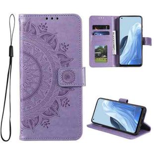 For OPPO Reno7 5G International Version / Find X5 Lite Totem Flower Embossed Leather Phone Case(Purple)