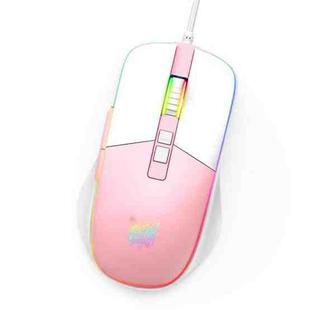 ONIKUMA CW916 RGB Lighting Wired Mouse(White Pink)