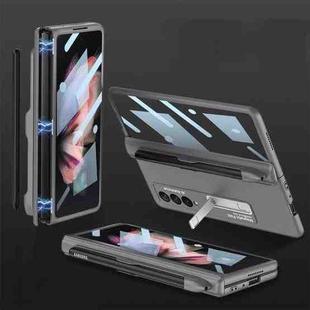 For Samsung Galaxy Z Fold3 5G GKK Integrated Magnetic Full Coverage Phone Flip Case with Pen Slot(Grey)