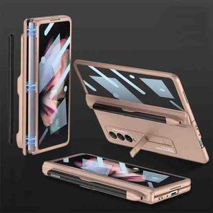 For Samsung Galaxy Z Fold3 5G GKK Integrated Magnetic Full Coverage Phone Flip Case with Pen Slot(Mist Gold)