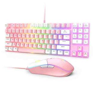 ONIKUMA G26+CW916 RGB Lighting Wired Keyboard Mouse Set(Pink White)