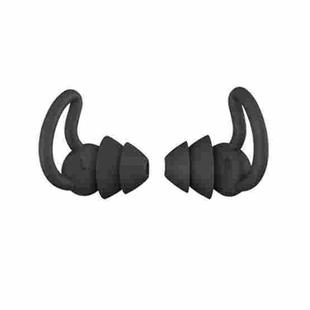 iMeBoBo A1 Shark Fin Version Nano Silicone Sleeping Noise Reduction Earplugs, Style:Two Layer(Black)