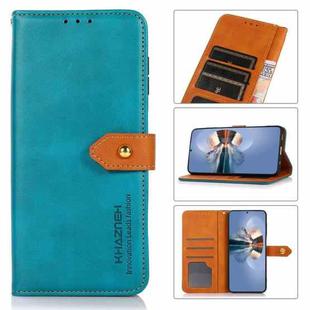 For Wiko Y82 KHAZNEH Dual-color Cowhide Texture Flip Leather Phone Case(Blue)