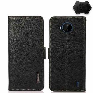 For Nokia C20 Plus KHAZNEH Side-Magnetic Litchi Genuine Leather RFID Phone Case(Black)