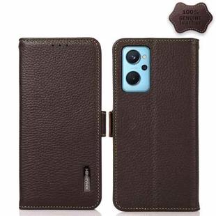 For OPPO Realme 9i KHAZNEH Side-Magnetic Litchi Genuine Leather RFID Phone Case(Brown)