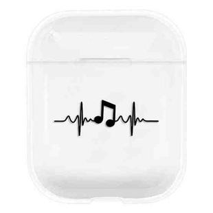 For AirPods 1 / 2 Stick Figure Mapping Transparent Earphone Protective Case(Musical Note)