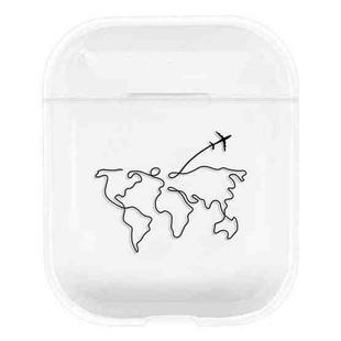 For AirPods 1 / 2 Stick Figure Mapping Transparent Earphone Protective Case(Map)