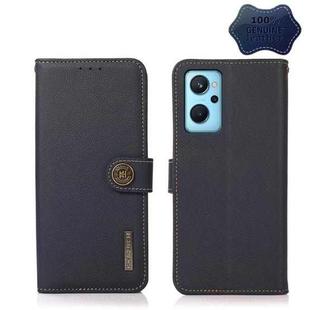 For OPPO Realme 9i KHAZNEH Custer Genuine Leather RFID Phone Case(Blue)