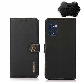 For OPPO Reno7 5G / Find X5 Lite KHAZNEH Custer Genuine Leather RFID Phone Case(Black)