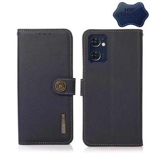 For OPPO Reno7 5G / Find X5 Lite KHAZNEH Custer Genuine Leather RFID Phone Case(Blue)
