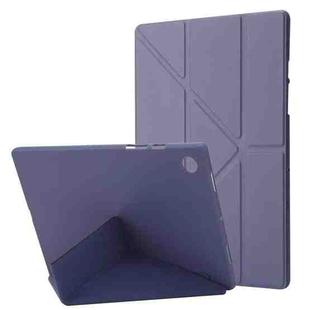 For Samsung Galaxy Tab A8 10.5 2021 Deformation Transparent Acrylic Horizontal Flip PU Leather Tablet Case(Lavender Grey)