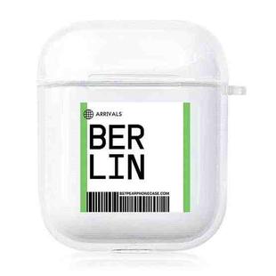 For AirPods 1 / 2 TPU Air Ticket Label Sticker Earphone Protective Case(Berlin)