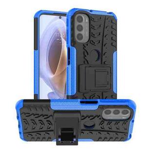 For Motorola Moto G31 / G41 Tire Texture TPU + PC Phone Case with Holder(Blue)