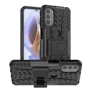 For Motorola Moto G31 / G41 Tire Texture TPU + PC Phone Case with Holder(Black)