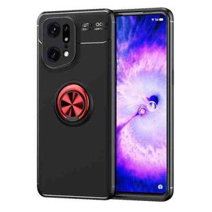 For OPPO Find X5 Pro Metal Ring Holder TPU Phone Case(Black Red)