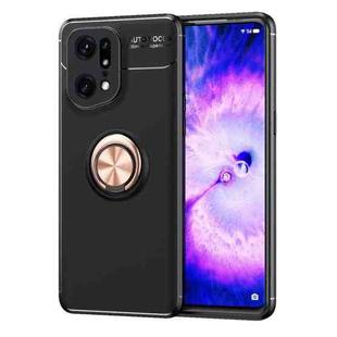 For OPPO Find X5 Pro Metal Ring Holder TPU Phone Case(Black Rose Gold)