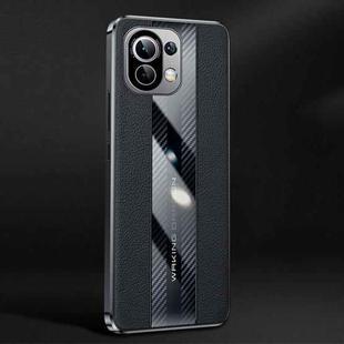 For Xiaomi Mi 11 Pro Racing Car Design Leather Electroplating Process Anti-fingerprint Protective Phone Case(Black)