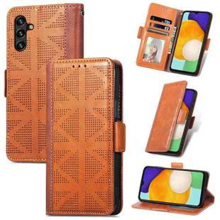For Samsung Galaxy A13 5G Grid Leather Flip Phone Case(Brown)