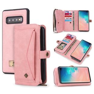 For Galaxy S10+ POLA Multi-function TPU + PC Magnetic Horizontal Flip Leather Case with Holder & Card Slots & Wallet & Photo Frame(Pink)