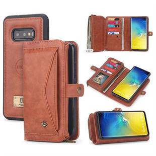 For Galaxy S10e POLA Multi-function TPU + PC Magnetic Horizontal Flip Leather Case with Holder & Card Slots & Wallet & Photo Frame(Brown)
