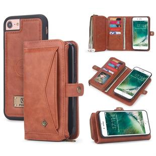 For iPhone 6 / 6s / 7 / 8 POLA Multi-function TPU + PC Magnetic Horizontal Flip Leather Case with Holder & Card Slots & Wallet & Photo Frame(Brown)