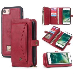 For iPhone 6 / 6s / 7 / 8 POLA Multi-function TPU + PC Magnetic Horizontal Flip Leather Case with Holder & Card Slots & Wallet & Photo Frame(Red)