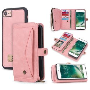 For iPhone 6 / 6s / 7 / 8 POLA Multi-function TPU + PC Magnetic Horizontal Flip Leather Case with Holder & Card Slots & Wallet & Photo Frame(Pink)