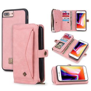For iPhone 6 Plus / 6s Plus POLA Multi-function TPU + PC Magnetic Horizontal Flip Leather Case with Holder & Card Slots & Wallet & Photo Frame(Pink)