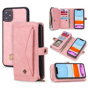 For iPhone 11 POLA Multi-function TPU + PC Magnetic Horizontal Flip Leather Case with Holder & Card Slots & Wallet & Photo Frame(Pink)