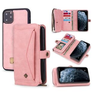 For iPhone 11 Pro POLA Multi-function TPU + PC Magnetic Horizontal Flip Leather Case with Holder & Card Slots & Wallet & Photo Frame(Pink)